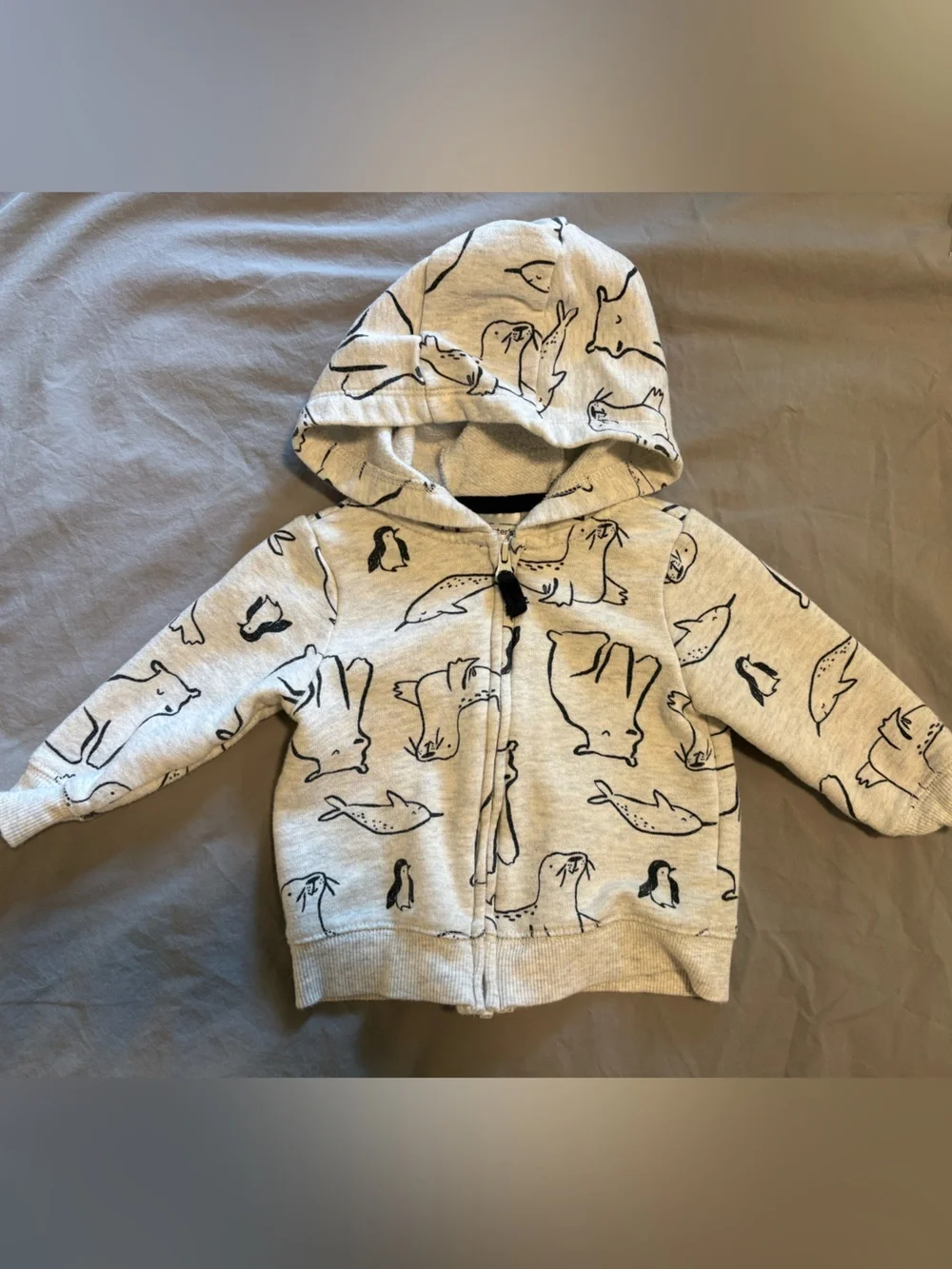 Carter's Light Gray Winter Zip-Up Hoodie & Jogger Sweat Set